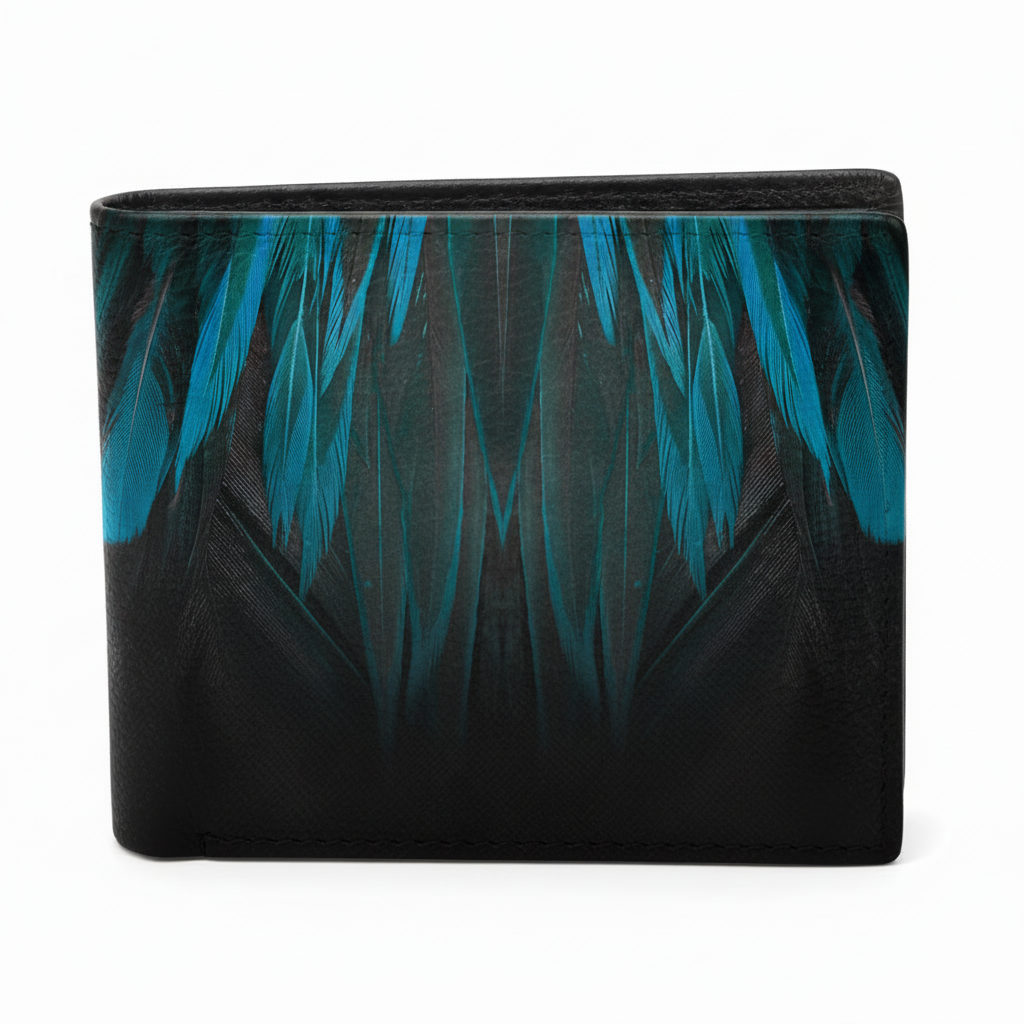 PORTAFOGLIO UOMO MADINBO CON STAMPA - PIUME BLU