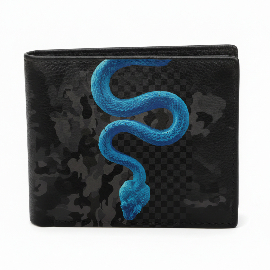 PORTAFOGLIO UOMO MADINBO CON STAMPA - SERPENTE BLU