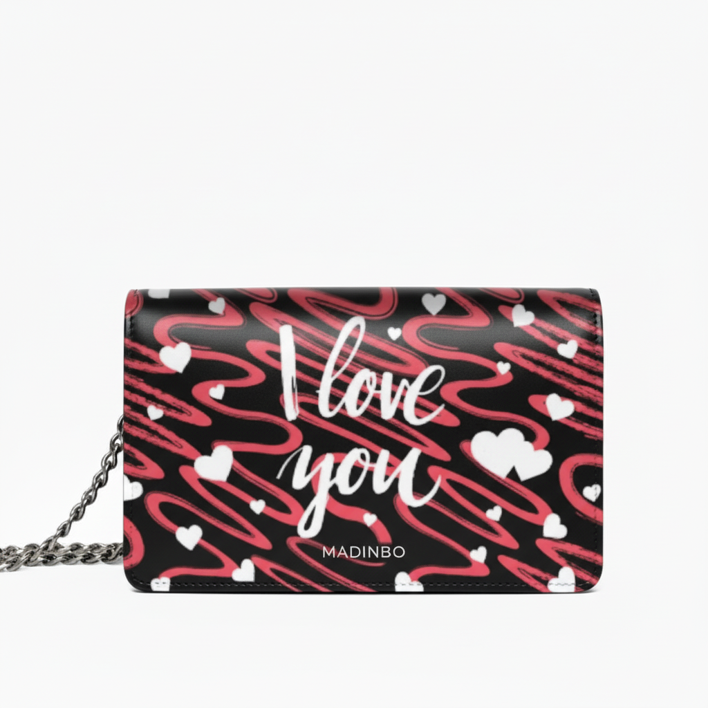 PRINCESS BAG di MADINBO - Vera Pelle - LEATHER - Made ITALY - I LOVE YOU CUORI
