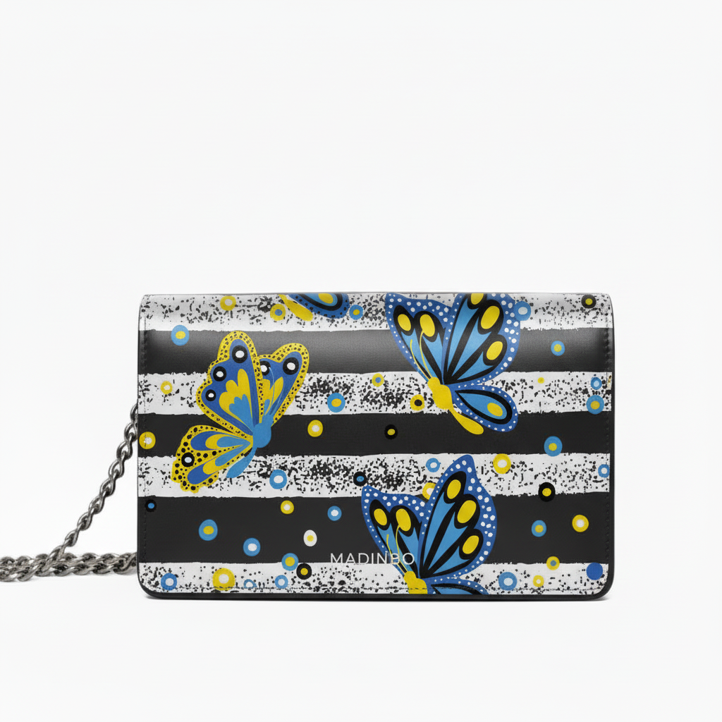PRINCESS BAG di MADINBO - Vera Pelle - LEATHER - Made ITALY - FARFALLE STRISCIE