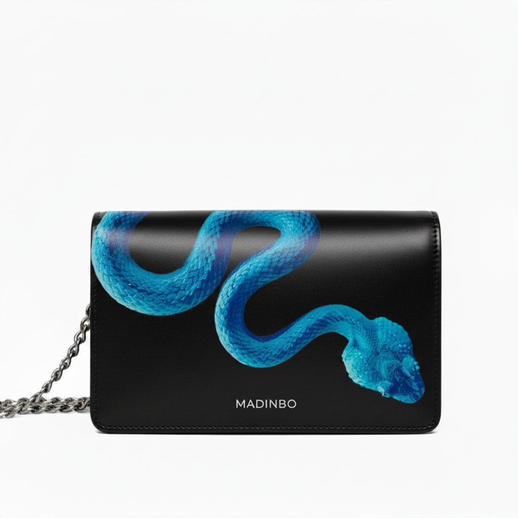 PRINCESS BAG di MADINBO - Vera Pelle - LEATHER - Made ITALY - SERPENTE BLU
