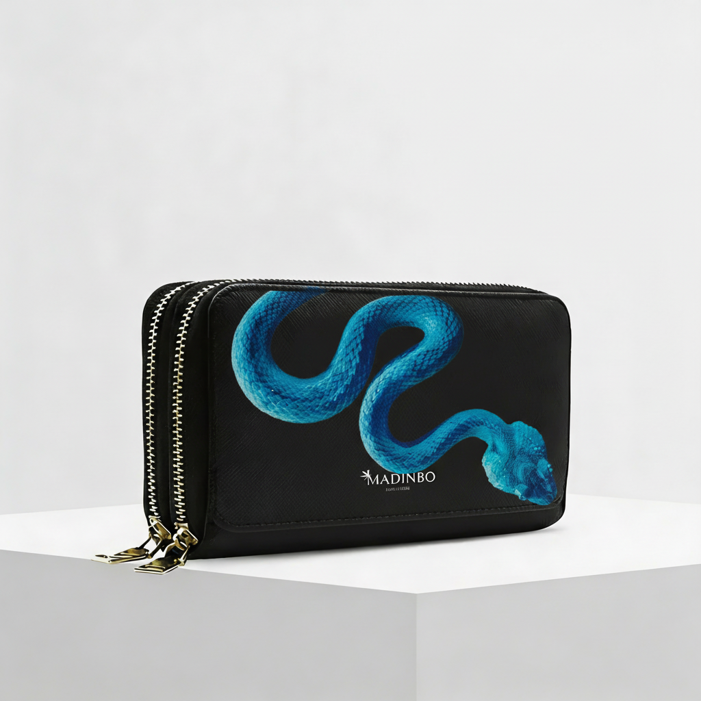 Portafogli ANGY Double di MADINBO - Wallet - SERPENTE BLU