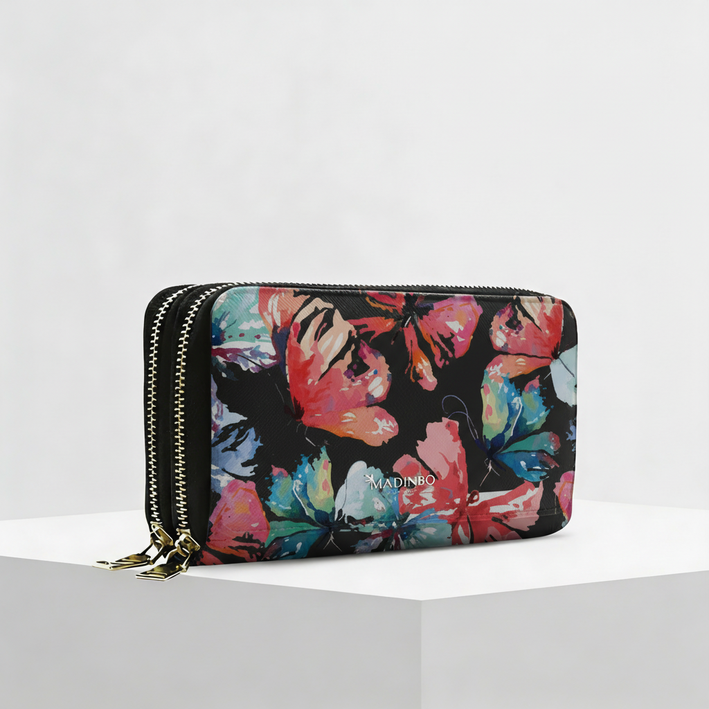 Portafogli ANGY Double di MADINBO - Wallet - FARFALLE COLORATE