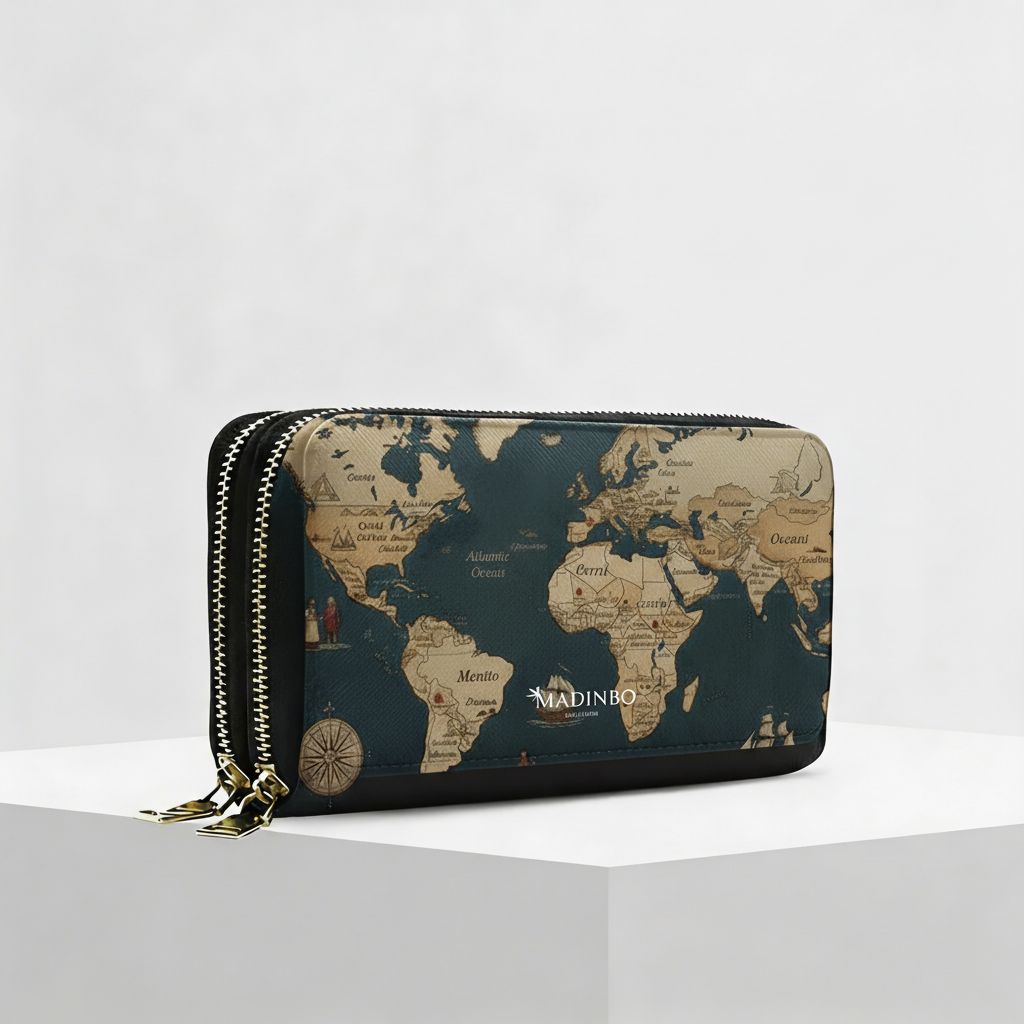 Portafogli ANGY Double di MADINBO - Wallet - MAPPAMONDO NERO