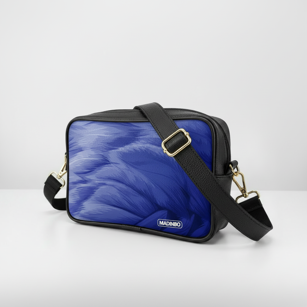 BORSA SOLE - MADE IN ITALY  - CON STAMPA PIUME ALI BLU