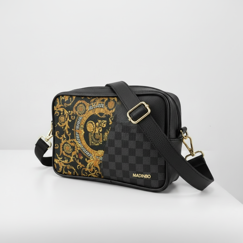 BORSA SOLE - MADE IN ITALY  - CON STAMPA BAROCCO LEONE E SCACCHI